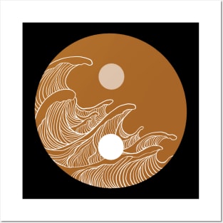 Yin Yang Wave Sun and Moon Posters and Art